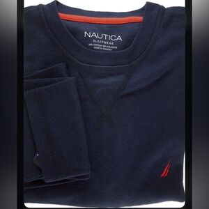 Nautica Men's Crewneck Sweatshirt - Blue with Red Logo